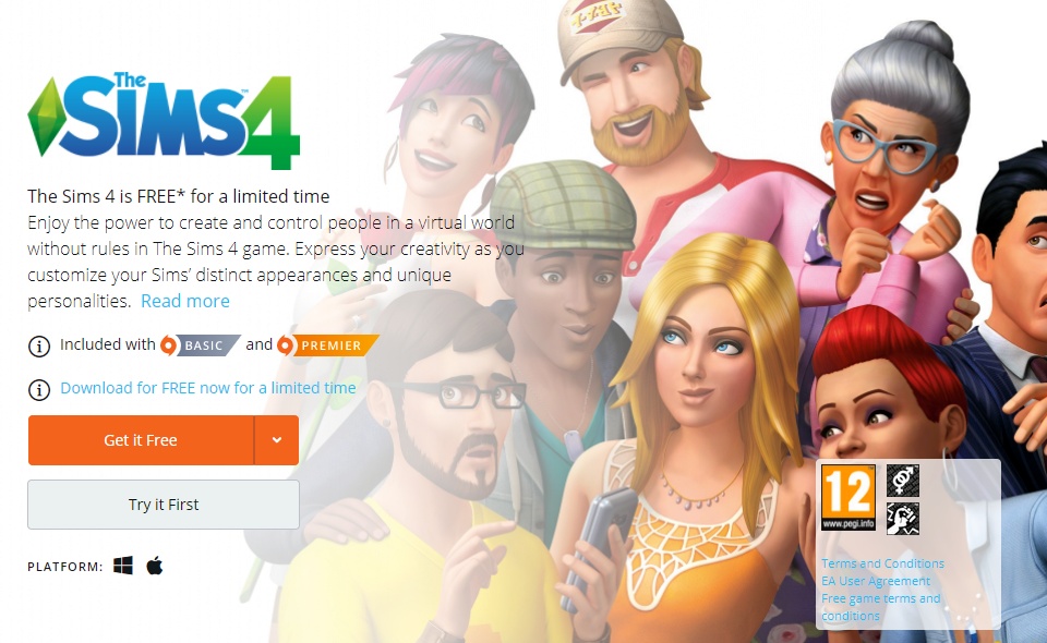 Free download of sims 4